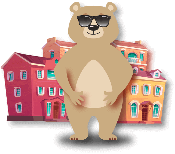 Bear and houses